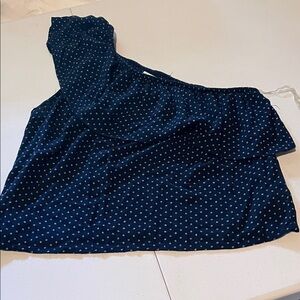 American Eagle Outfitters Asymmetrical Navy Polka Dot Skirt